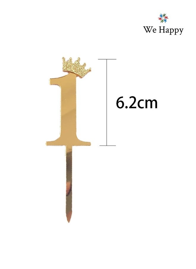 We Happy 1st Birthday Cake Topper Sparkling Gold Acrylic 1 Number Prop for Photoshoots and Parties  - Image 4
