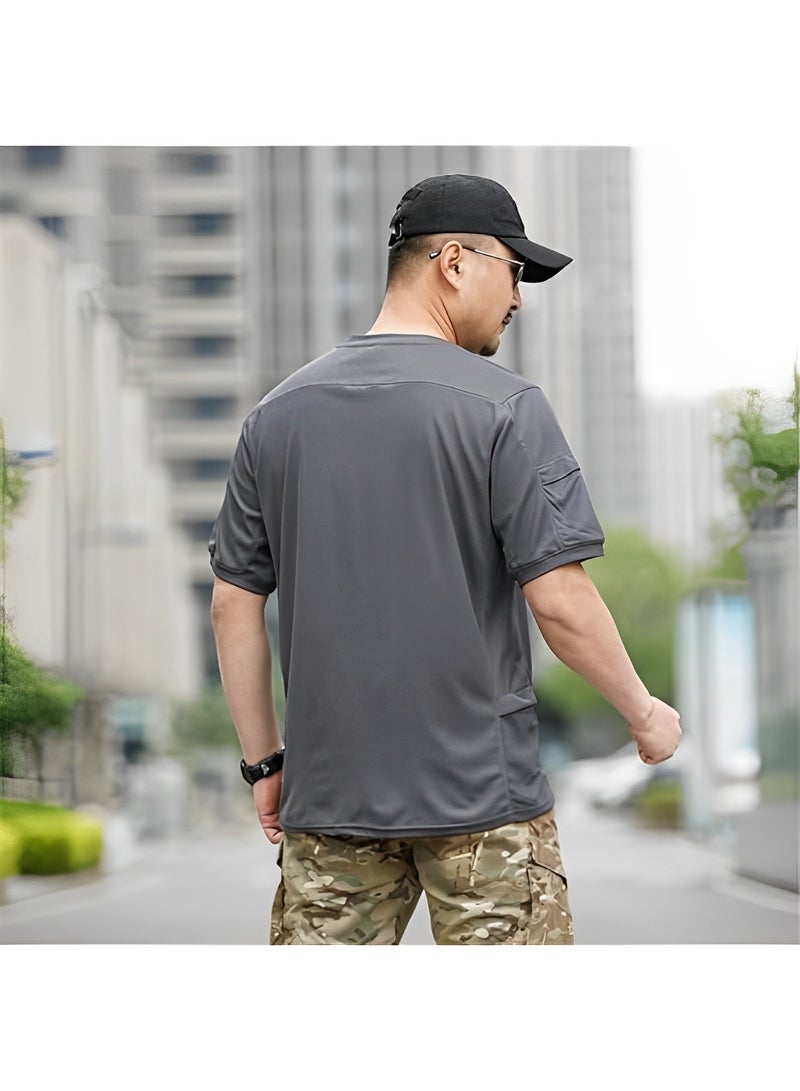 REOCLE Men's T-shirts Basic Short Sleeve T-Shirt Breathable Polyester T-Shirt Quick Dry Performance Shirts - Image 4