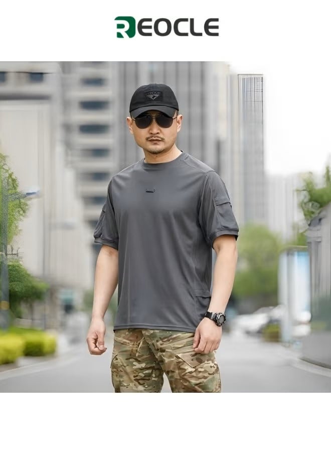 REOCLE Men's T-shirts Basic Short Sleeve T-Shirt Breathable Polyester T-Shirt Quick Dry Performance Shirts - Image 1