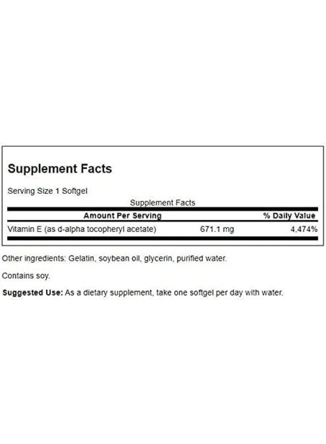 SWANSON Natural Vitamin E Softgels 1000 IU for Adults - Image 2