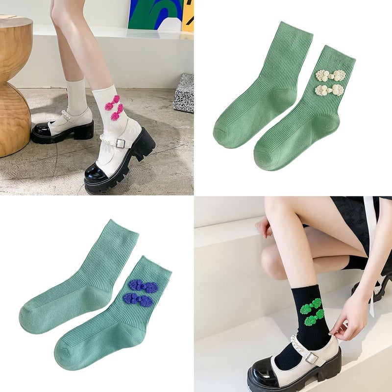 Cotton Socks Ribbed Socks Women Medium Tube Socks With Cheongsam Button Decor Socks Comfortable Casual Sock - Image 2