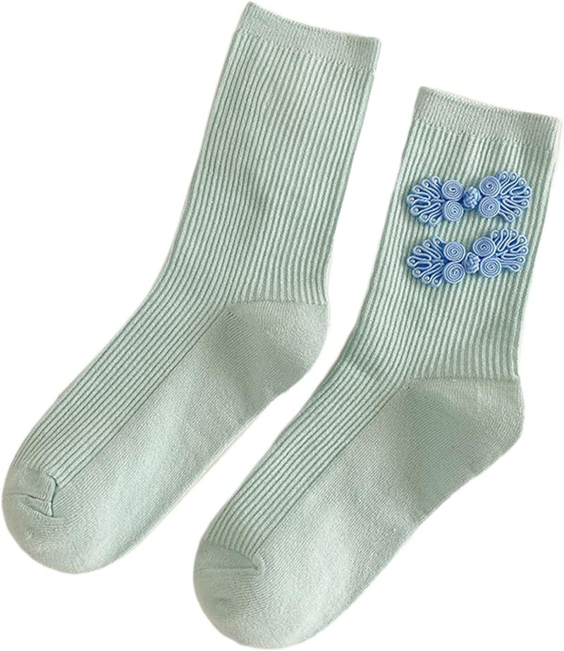 Cotton Socks Ribbed Socks Women Medium Tube Socks With Cheongsam Button Decor Socks Comfortable Casual Sock - Image 1