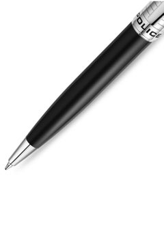 POLICE Meiryo Black Stainless Steel Textured Pen with Silver Trims and Blue Ink  - Image 3