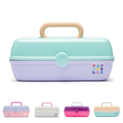 Caboodles Pretty in Petite Makeup Box, Two-Tone Seafoam on Lavender, Hard Plastic Organizer Box, 2 Swivel Trays, Fashion Mirror, Secure Latch for Safe Travel - Image 1
