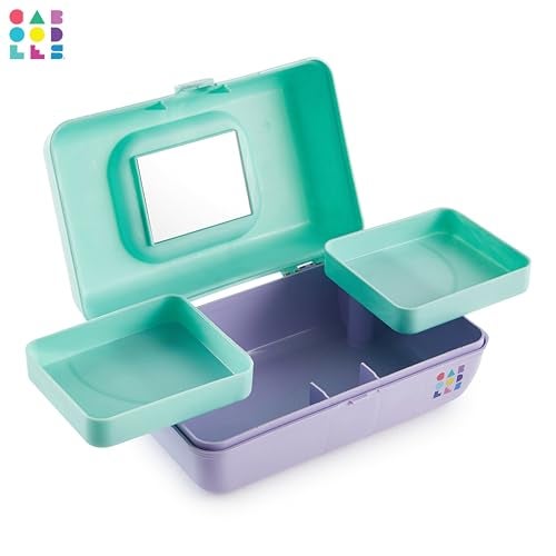 Caboodles Pretty in Petite Makeup Box, Two-Tone Seafoam on Lavender, Hard Plastic Organizer Box, 2 Swivel Trays, Fashion Mirror, Secure Latch for Safe Travel - Image 4