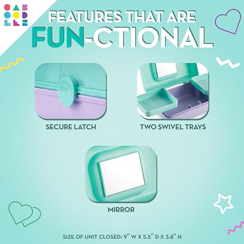 Caboodles Pretty in Petite Makeup Box, Two-Tone Seafoam on Lavender, Hard Plastic Organizer Box, 2 Swivel Trays, Fashion Mirror, Secure Latch for Safe Travel - Image 2
