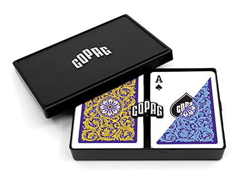 Copag 1546 Neoteric Design 100 Plastic Playing Cards Poker Size Standard VioletYellowBlue Regular Index 1 Set - Image 1