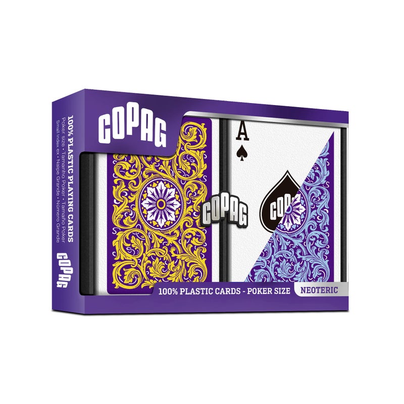 Copag 1546 Neoteric Design 100 Plastic Playing Cards Poker Size Standard VioletYellowBlue Regular Index 1 Set - Image 3