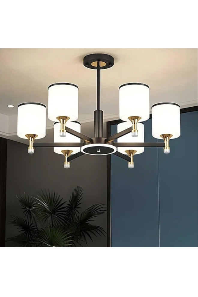 6-Light Black Pendant Light, Modern Farmhouse Dining Room Light Fixtures Over Table, Industrial Metal Kitchen Chandelier for Entryway Hallway Foyer Bedroom
