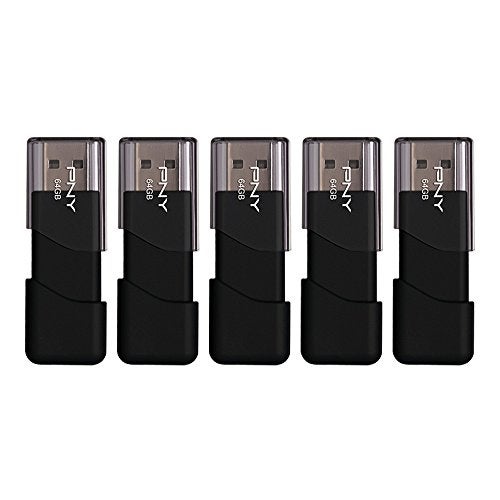 PNY 64GB Attaché 3 USB 2.0 Flash Drive, Black (Pack of 5) - Image 1