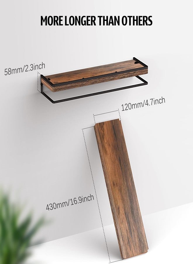 Meangood Floating Shelves Wall Mounted Set of 2, Rustic Wood Wall Storage Shelves for Bedroom,Living Room,Bathroom, Kitchen Rustic Brown - Image 4