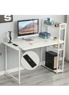 Computer Table with Bookshelf Gaming Writing Study Table White 120x55x72cm Metal