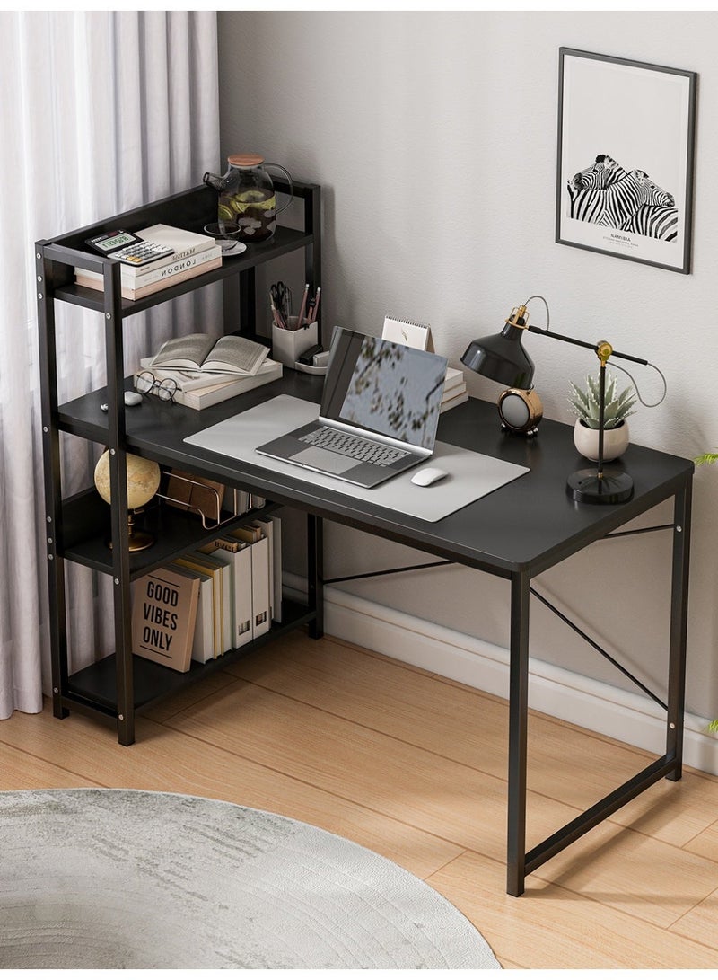 SHEIDLIN Computer Desk with 4-Tier Storage Shelves, Home Office Desk, Modern Study Table for Small Spaces, Heavy Duty Workstation with Black Finish, Office Furniture for Home & Dorm - Image 1