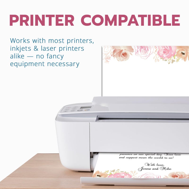 THiNKABLE Floral Stationery Paper, 50 Sheets, 8.5x11, Pink, Decorative, Writing Paper - Image 3