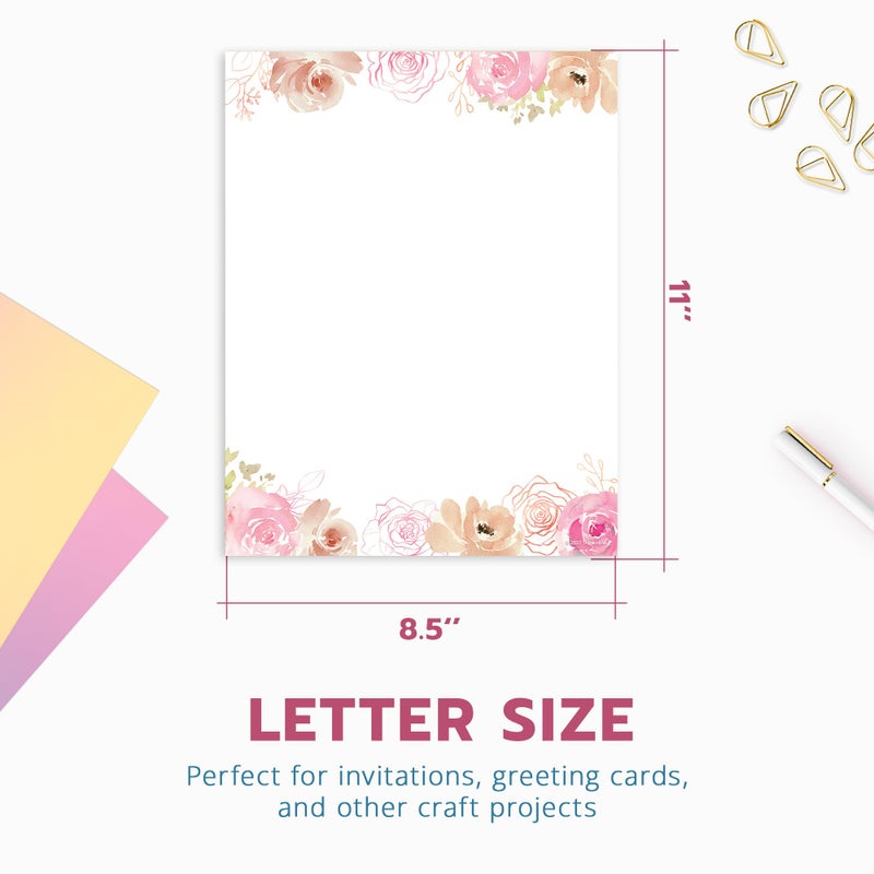THiNKABLE Floral Stationery Paper, 50 Sheets, 8.5x11, Pink, Decorative, Writing Paper - Image 5