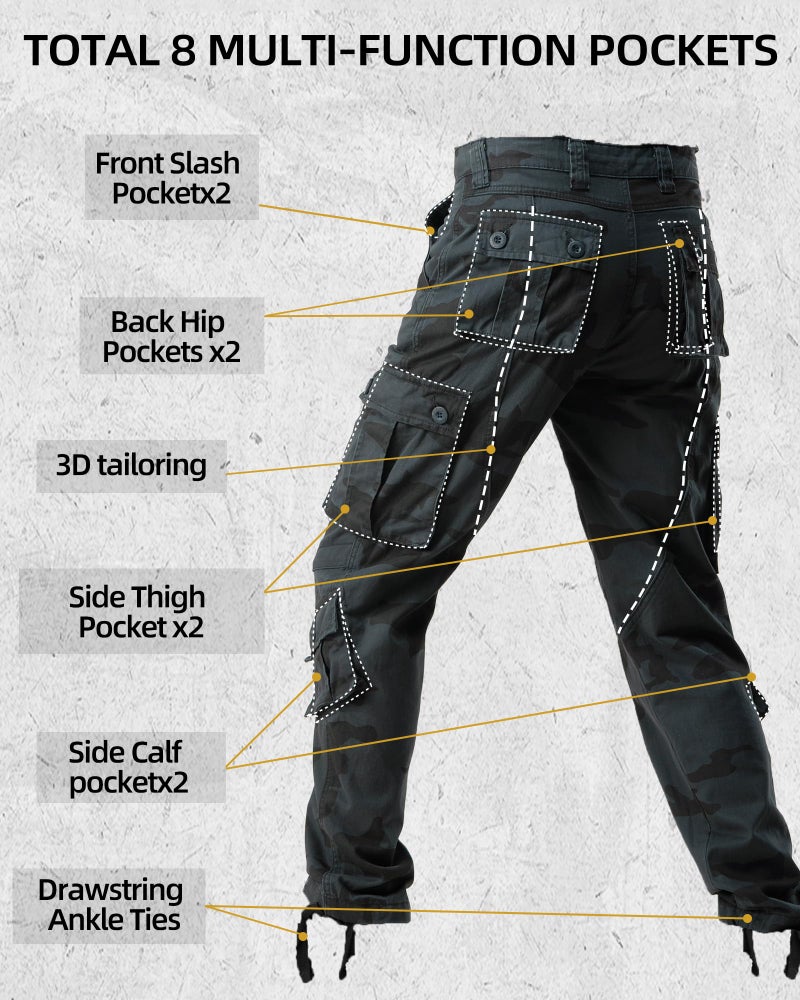 AKARMY Men's Fleece Lined Hiking Pants Outdoor Cargo Pants Casual Work Ski Pants with 8 Pockets 3358 E Camouflage 32 - Image 3