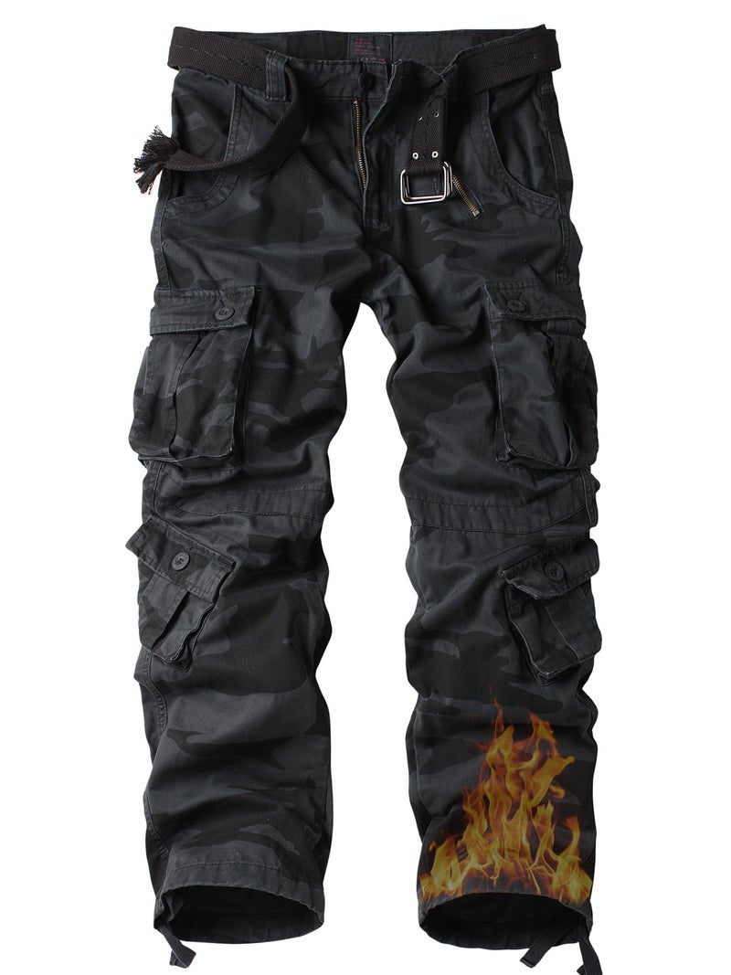 AKARMY Men's Fleece Lined Hiking Pants Outdoor Cargo Pants Casual Work Ski Pants with 8 Pockets 3358 E Camouflage 32 - Image 5