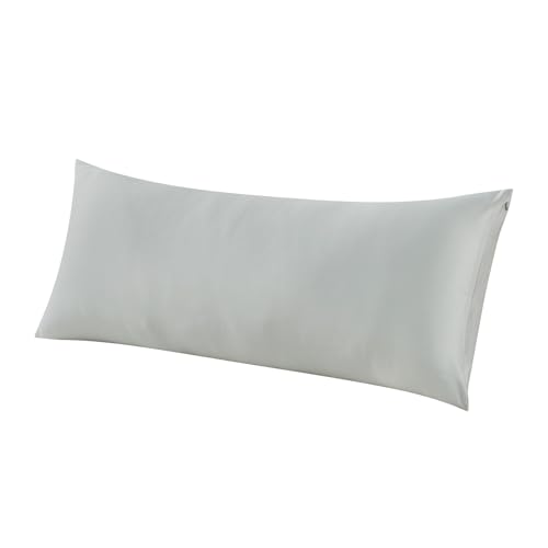WhatsBedding Body Pillow Cover Cooling Fabric, Long Pillowcase Breathable & Skin-Friendly, Zipper Closure - Light Grey (20x54 inch) - Image 1