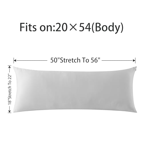 WhatsBedding Body Pillow Cover Cooling Fabric, Long Pillowcase Breathable & Skin-Friendly, Zipper Closure - Light Grey (20x54 inch) - Image 2