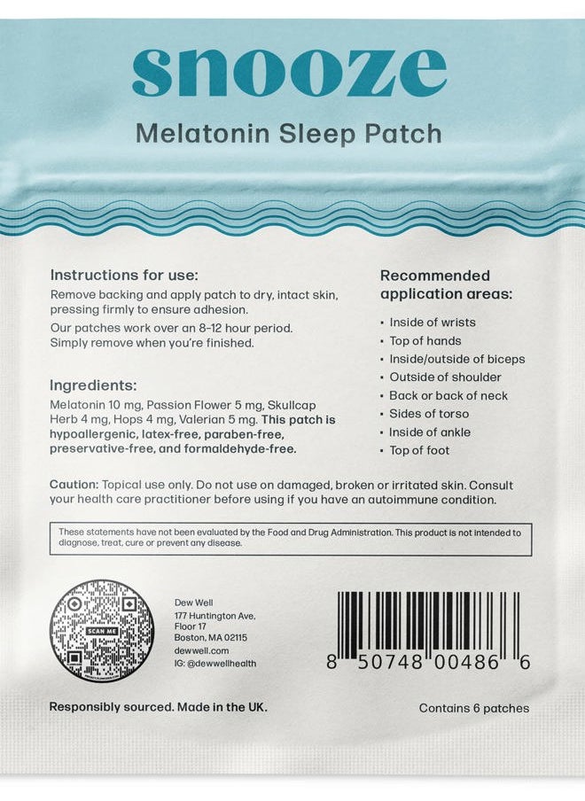 Dew Well 6 Pack Snooze Melatonin Sleep Patches – Wearable, No Latex, Easy to Use – Supports Natural Sleep  - Image 2