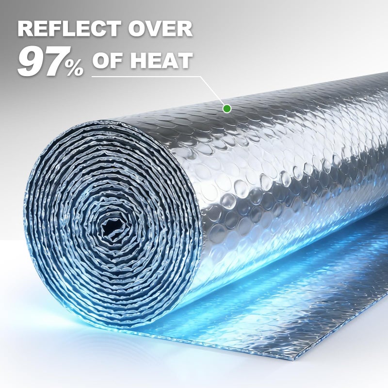 AGHITG Reflective Insulation Foam,48" x 10 Ft Window Insulation for Summer Heat,Aluminum Foil Bubble Insulation Roll for Keep Heat,Window Insulation Kit for RV, Thermal Insulation Cover for Window. - Image 4