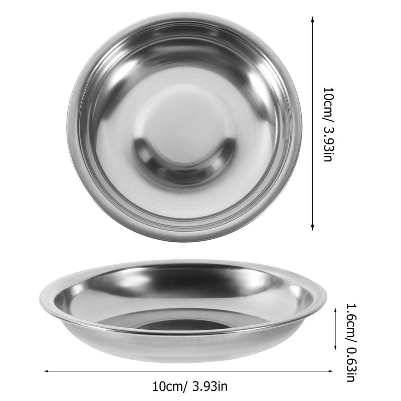 DOITOOL 10Pcs Small Plates Stainless Steel Appetizer Plates Round Seasoning Metal Saucers Metal Dishes Basic Cat Bowls 10cm - Image 2