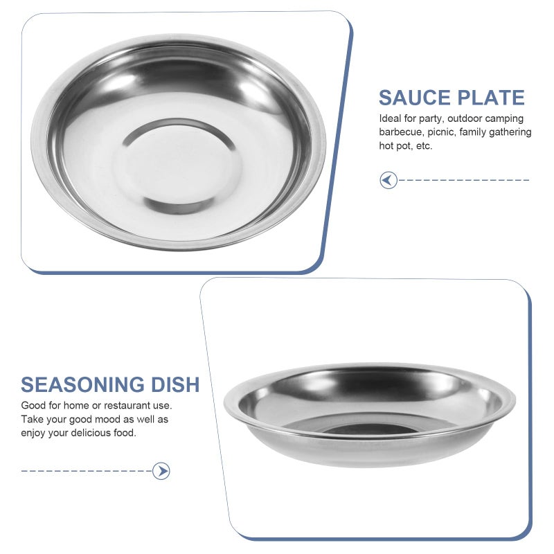 DOITOOL 10Pcs Small Plates Stainless Steel Appetizer Plates Round Seasoning Metal Saucers Metal Dishes Basic Cat Bowls 10cm - Image 5