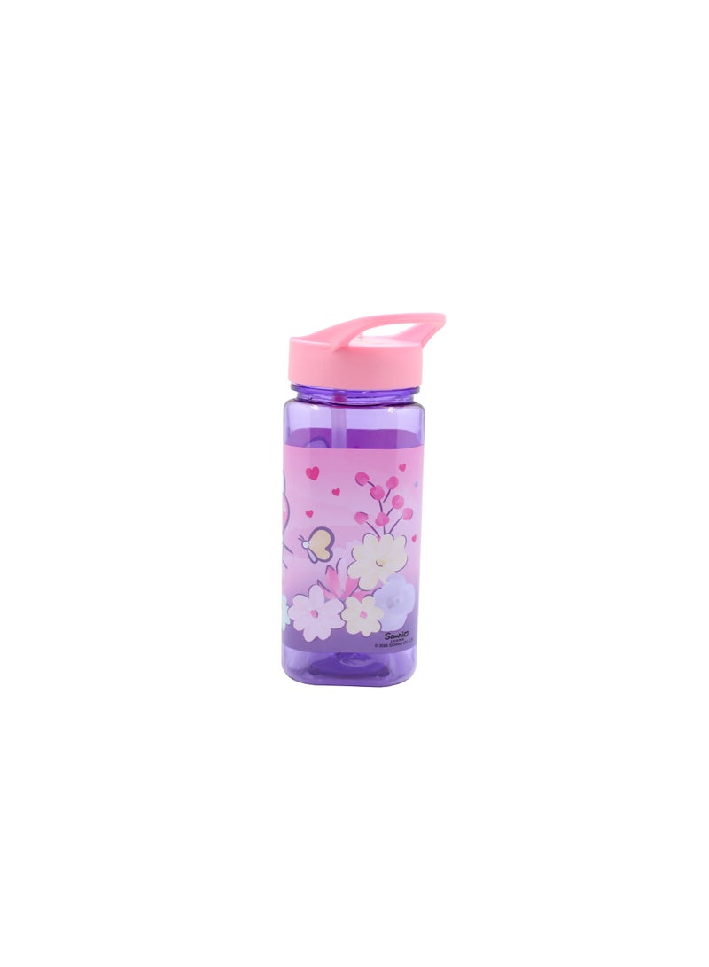 Hello Kitty Sanrio Hello Kitty Square Water Bottle for Kids – 500ml, Flip Straw Lid – Purple & Pink - Image 2