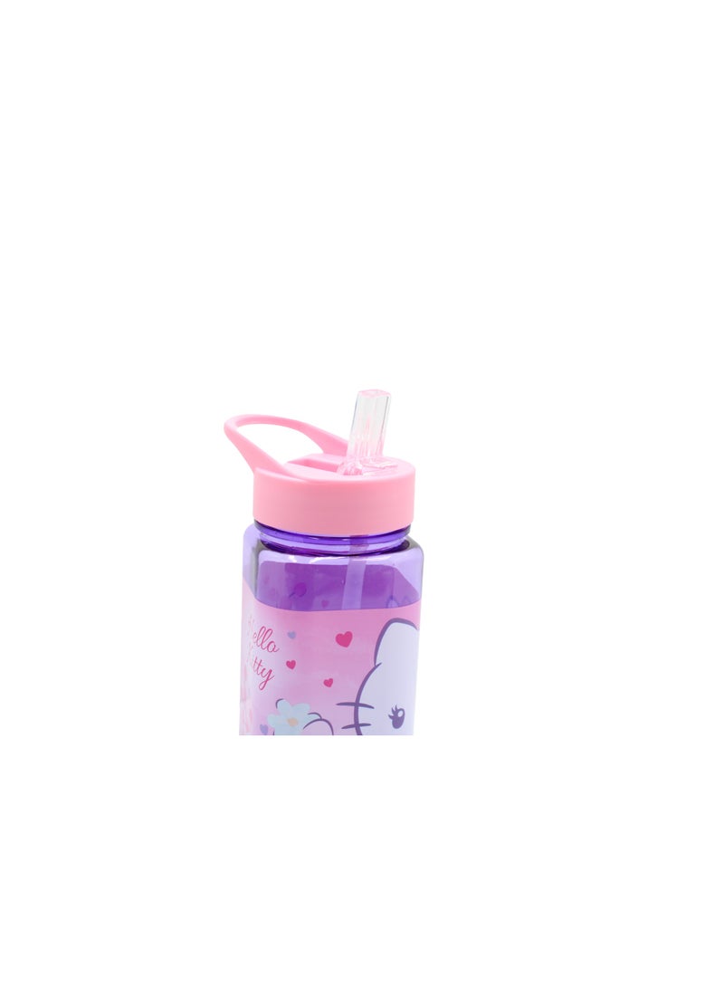 Hello Kitty Sanrio Hello Kitty Square Water Bottle for Kids – 500ml, Flip Straw Lid – Purple & Pink - Image 4