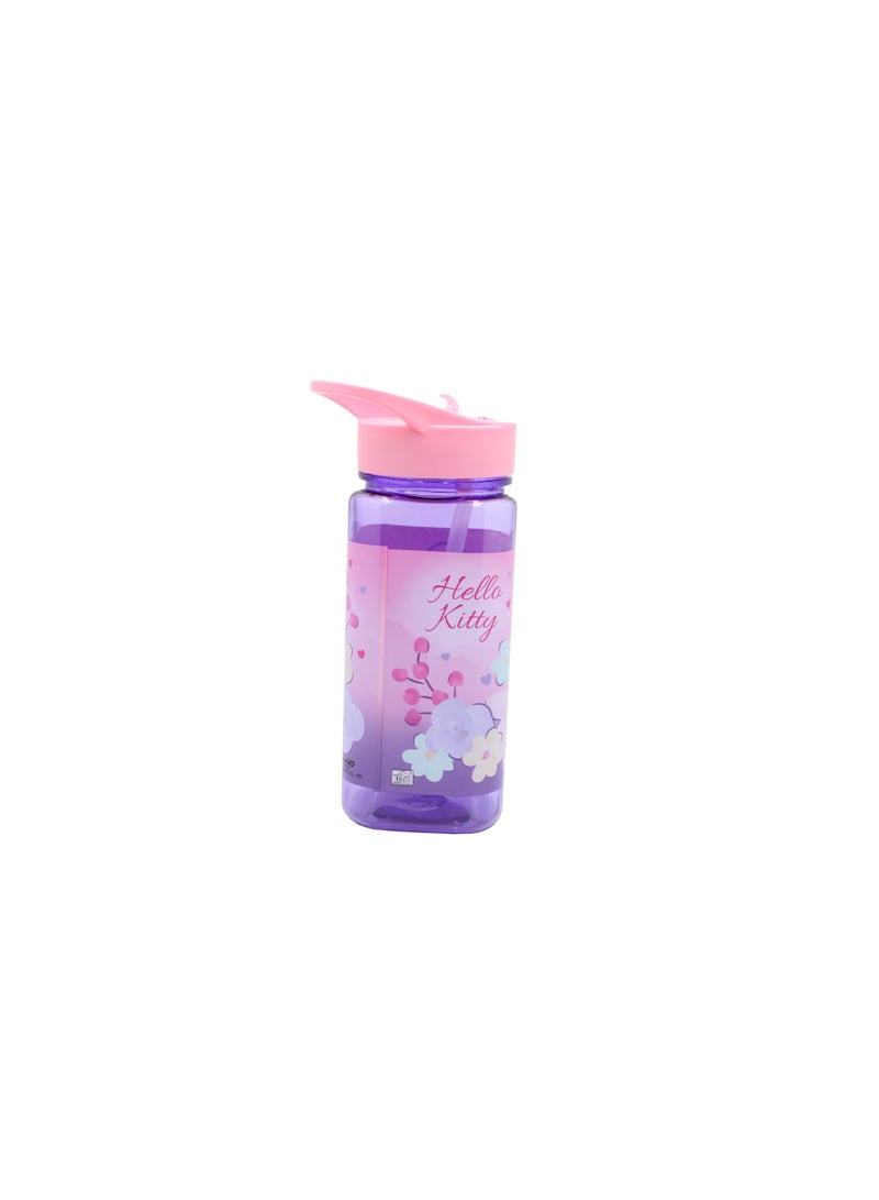 Hello Kitty Sanrio Hello Kitty Square Water Bottle for Kids – 500ml, Flip Straw Lid – Purple & Pink - Image 3