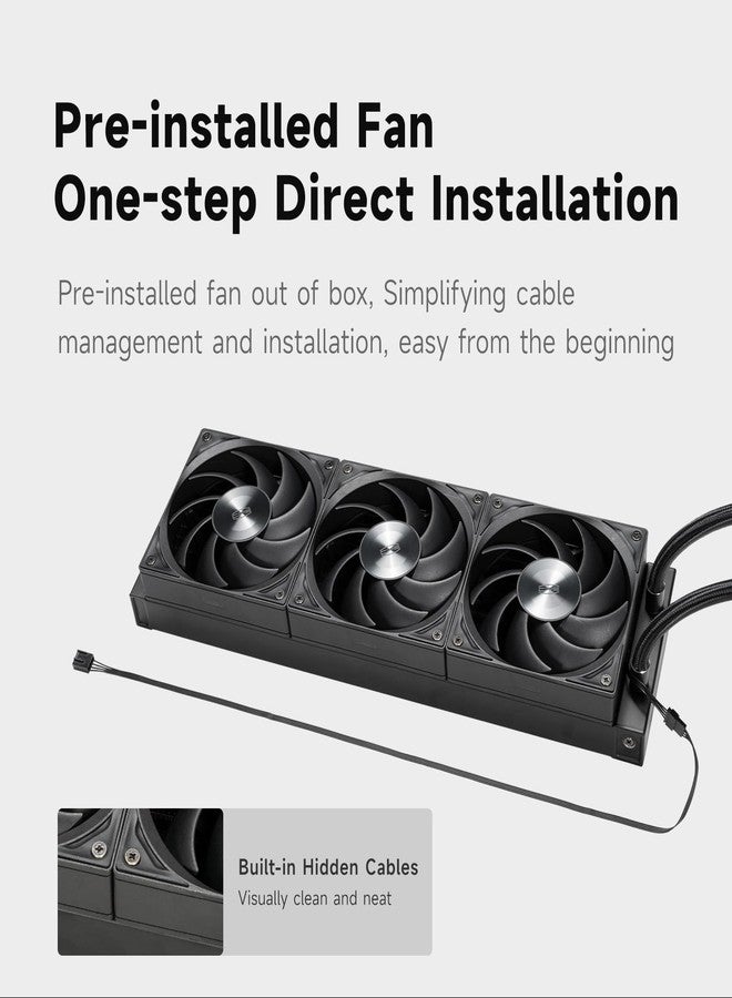 بي سي كولر مبرد وحدة المعالجة المركزية PCCOOLER AIO - عبوة من 3 مراوح F5 R120 - شاشة IPS LCD مقاس 2.4 بوصة، مبرد سائل 360 مم متوافق مع معالجات AM4 و AM5 Intel LGA 1700/1851/20XX، نظام تبريد مائي CPS (شاشة DS360 بيضاء) - Image 5