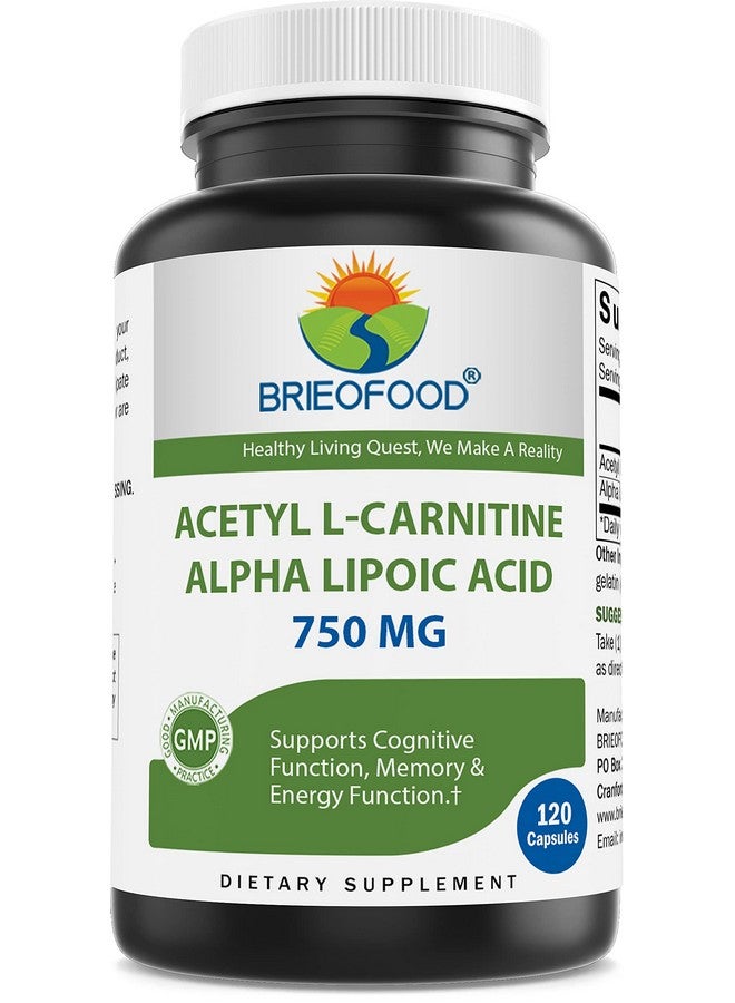 Brieofood Acetyl L-Carnitine Alpha Lipoic Acid (ALA ALC) 750 mg 120 Capsules - Image 1