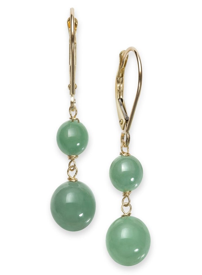 Belacqua Natural Green Jade Dangle Drop Earrings in 14K Yellow Gold, Leverback - Closure, Fashion Jewelry for Women, Gift Box Included - Image 3