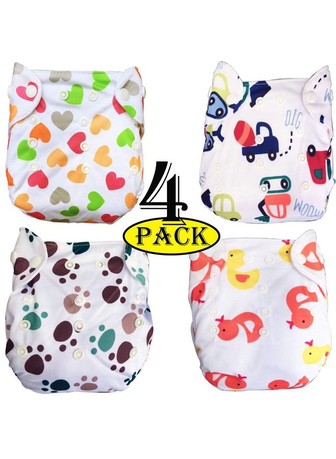 BabyMoon Washable Baby Diaper Premium Cloth Diaper Reusable Adjustable Size Waterproof Pocket Cloth Diaper Nappie (Without Insert) (Pack Of 4 Set Of 4 (Floral Polka Dots Duck & Love)) - Image 2