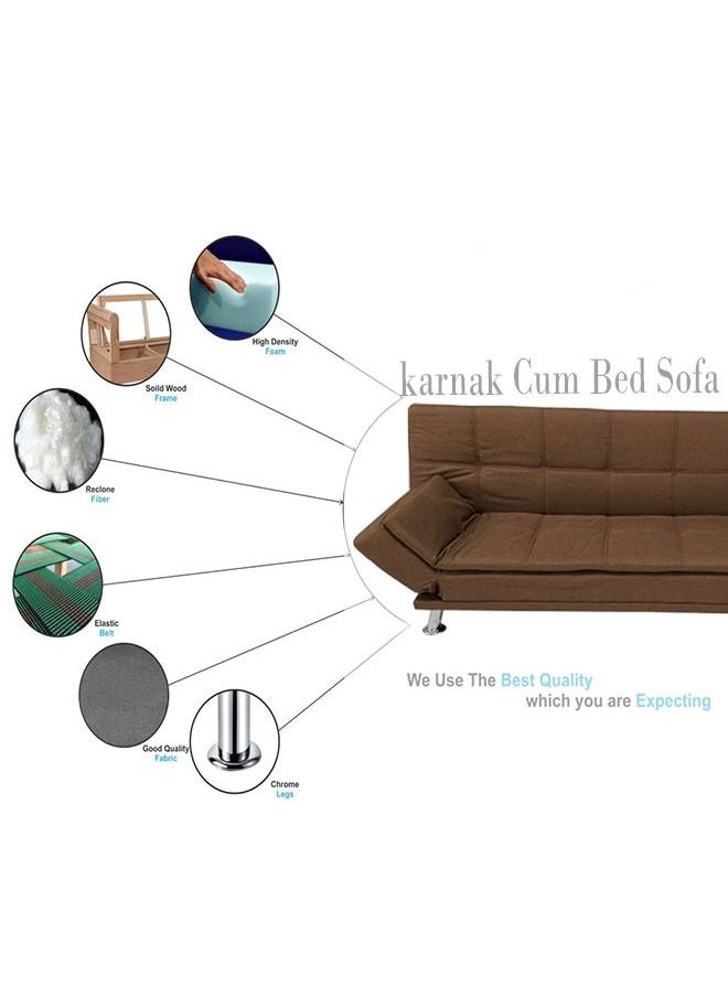 KARNAK Modern Design 3 Seater Sofa And Bed Foldable Reversible For Living Room Brown 180x115 cm  - Image 2