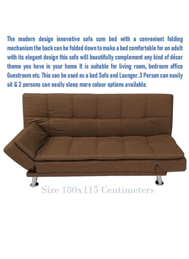 KARNAK Modern Design 3 Seater Sofa And Bed Foldable Reversible For Living Room Brown 180x115 cm  - Image 4