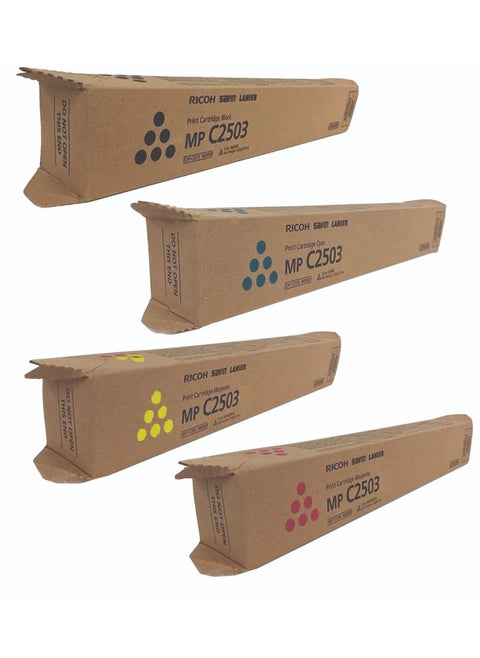 Original Ricoh Lanier MP C2503 / MP C2003 Standard Yield Toner Cartridge Set