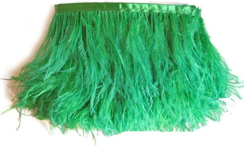 Ostrich Feather Trim Fringe used Wedding Sewing Crafts Costumes Decoration Pack of 2 yards(dark green)