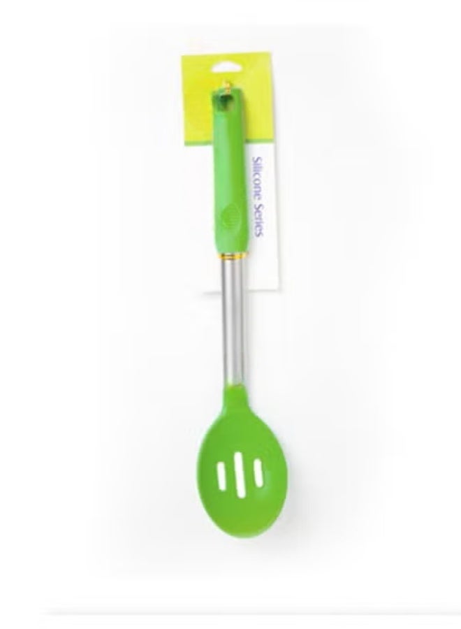 Silicone Colander spoon With Handle Silicone (Random Colour) - Image 4