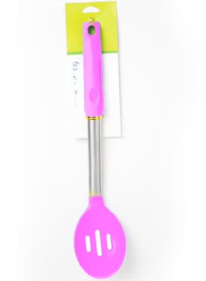 Silicone Colander spoon With Handle Silicone (Random Colour) - Image 3