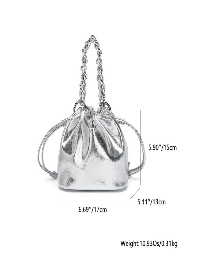 YONBEN PU Drawstring Bucket Bag Handbag with Crossbody Design for Women Elegant Bucket Bag - Image 2