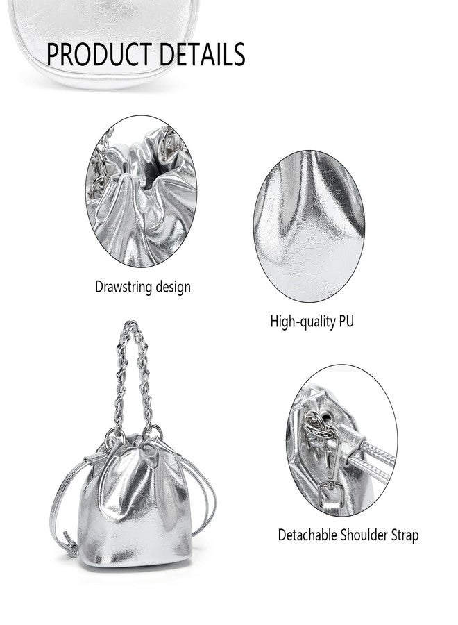 YONBEN PU Drawstring Bucket Bag Handbag with Crossbody Design for Women Elegant Bucket Bag - Image 3