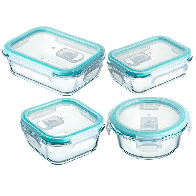 Tycom 4 Pc Glass Meal Prep Containers  Airtight Portion Control Bento Boxes Microwave Safe