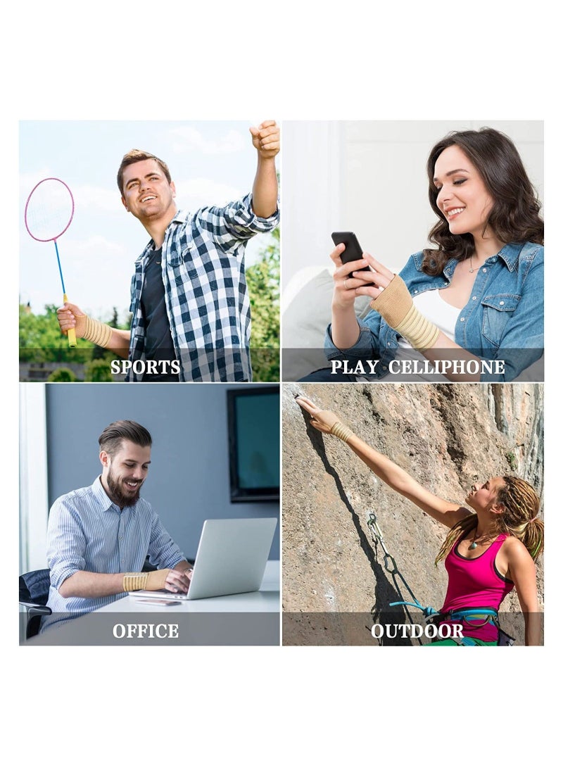 كابتن تيك 2Pcs Wrist Brace Elastic Wrist Support with Strap Ideal for Sprains Injury or Sports Use with no Metal bar Support Without inhibiting Flexibility Left or Right Beige - Image 4