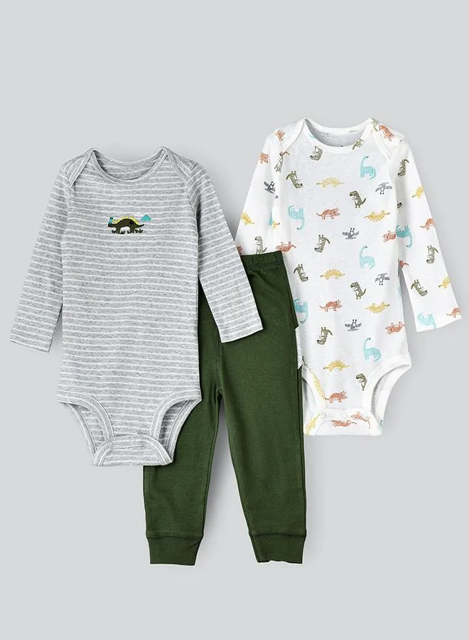 babyqlo Dino Fun 3-Piece Baby bodysuit Set