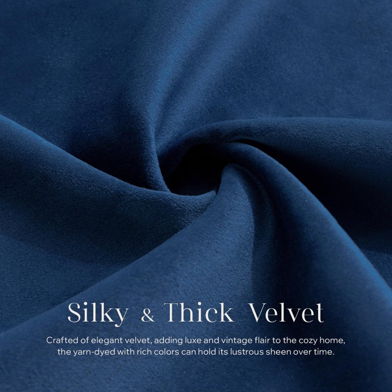 Phantoscope Pack of 2 Velvet Decorative Throw Pillow Covers Soft Solid Square Cushion Case for Couch Navy Blue 18 x 18 inches 45 x 45 cm - Image 3