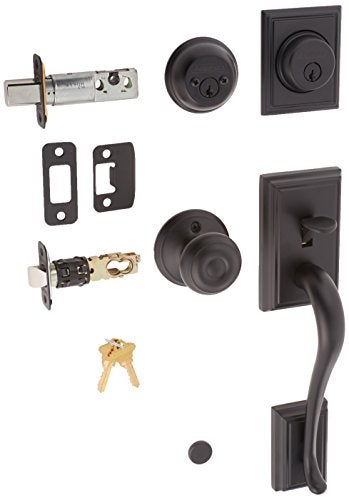 Schlage F62-ADD-GEO Addison Double Cylinder Handleset with Georgian Interior Kno, Matte Black - Image 3