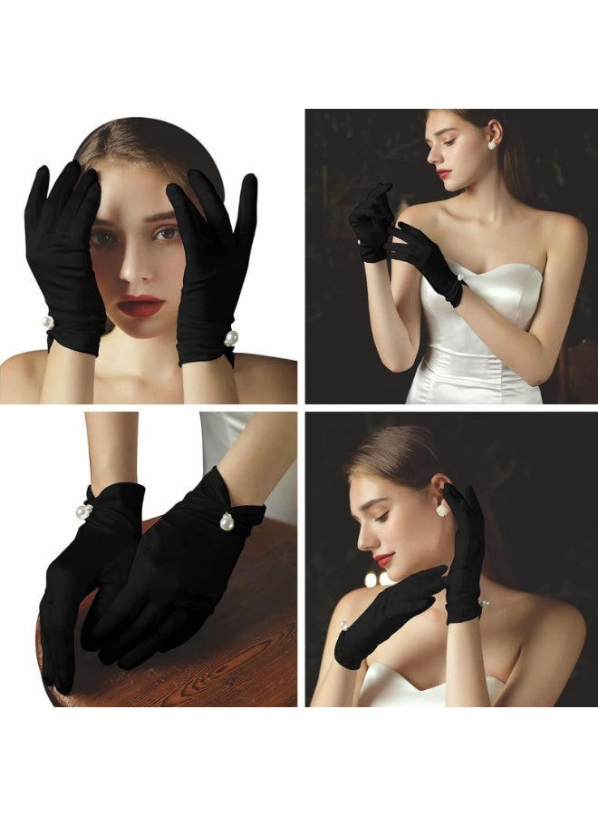 Satin-finished pleated pearl gloves for wedding banquets - Image 5