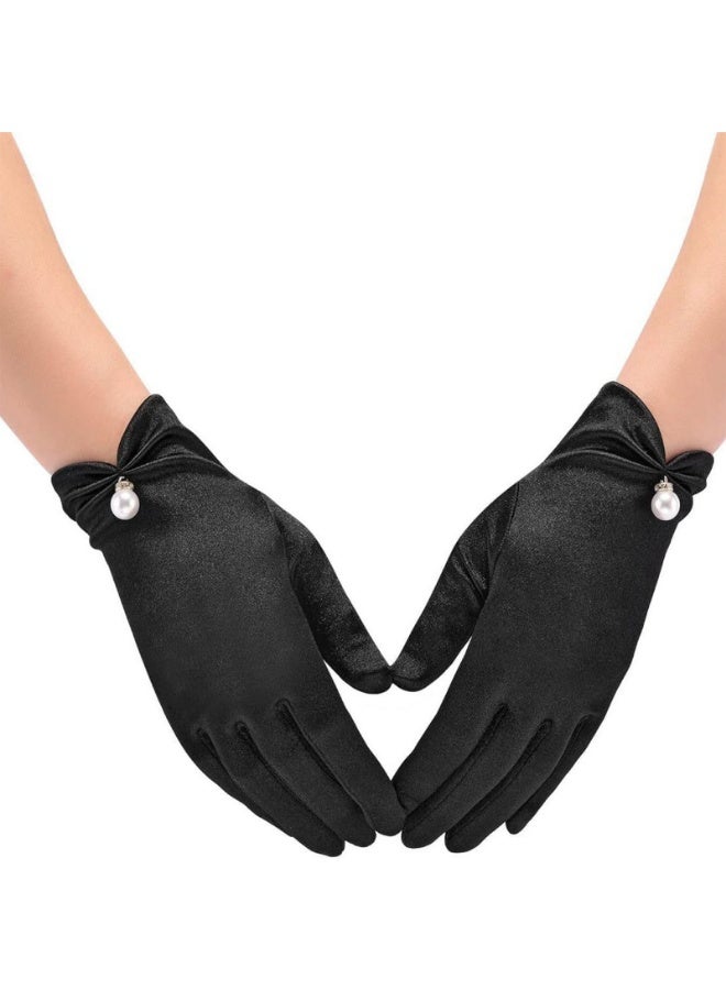 Satin-finished pleated pearl gloves for wedding banquets - Image 2