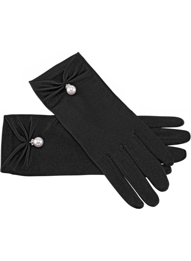 Satin-finished pleated pearl gloves for wedding banquets - Image 4